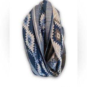 Navy and Copper Aztec print scarf